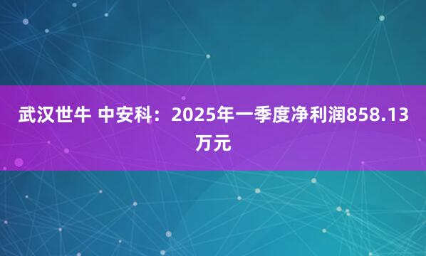武汉世牛 中安科：2025年一季度净利润858.13万元
